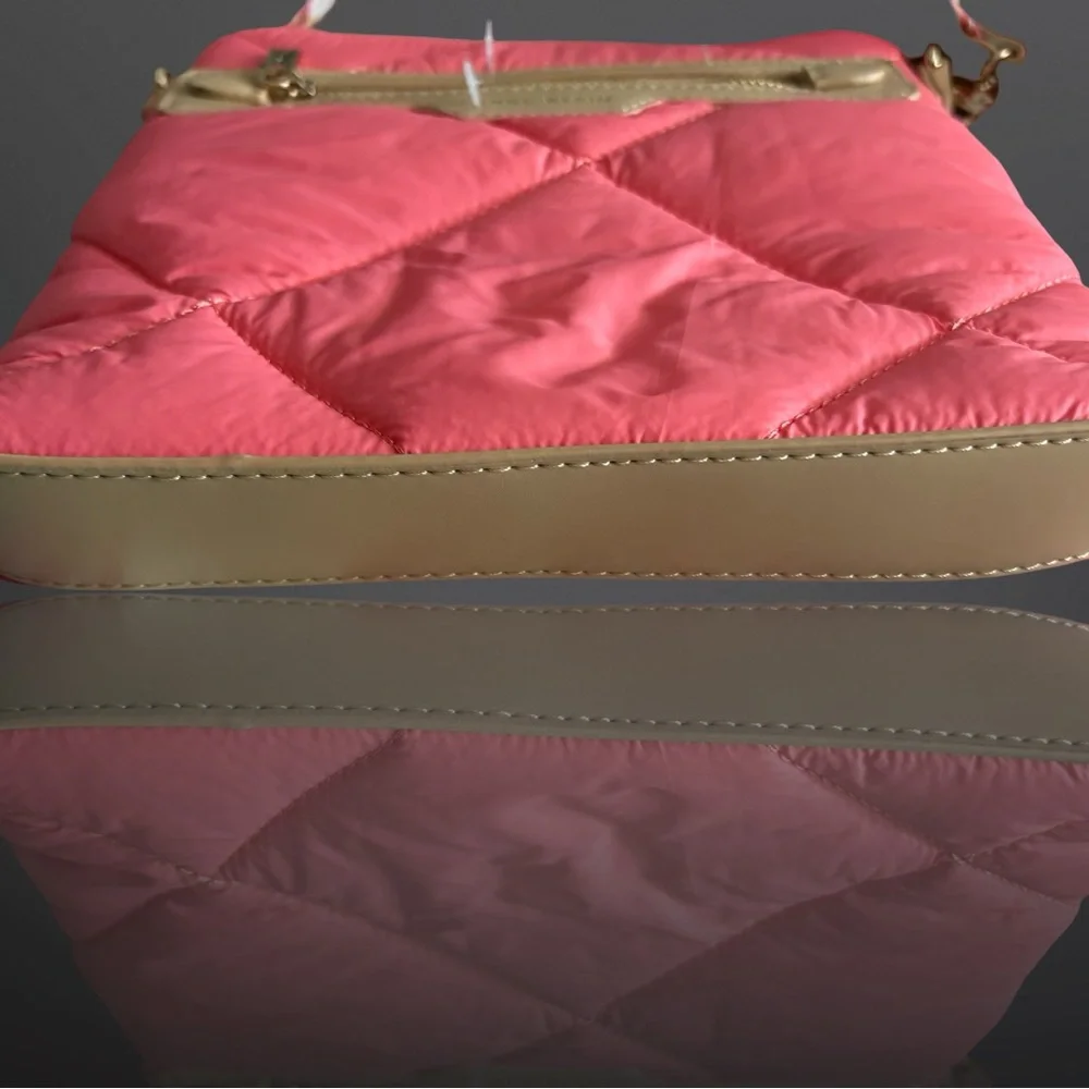 Anne Klein Pink Quilted Crossbody Bag Color Ocean Coral - Picture 3 of 9